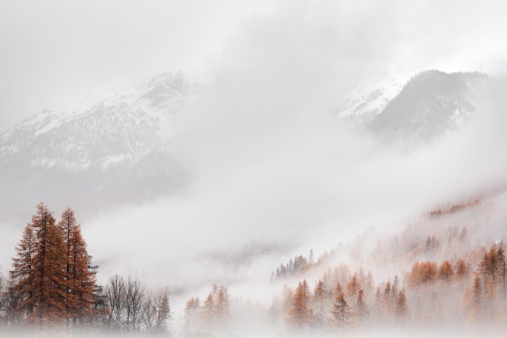 Ode à la Mélancolie melezes serre chevalier hautes alpes automne brume montagne