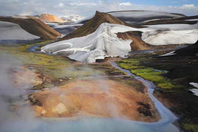 islande riviere neige mousse laugavegur
