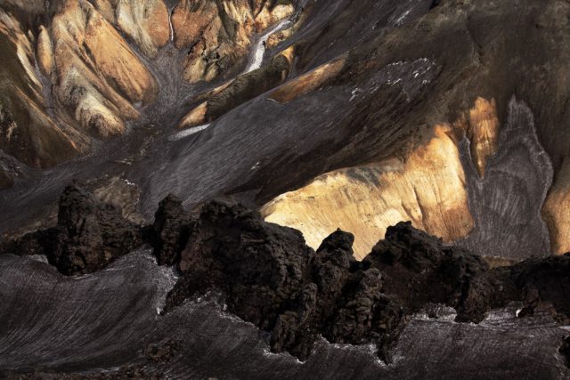 Landmannalaugar islande detail texture or argent